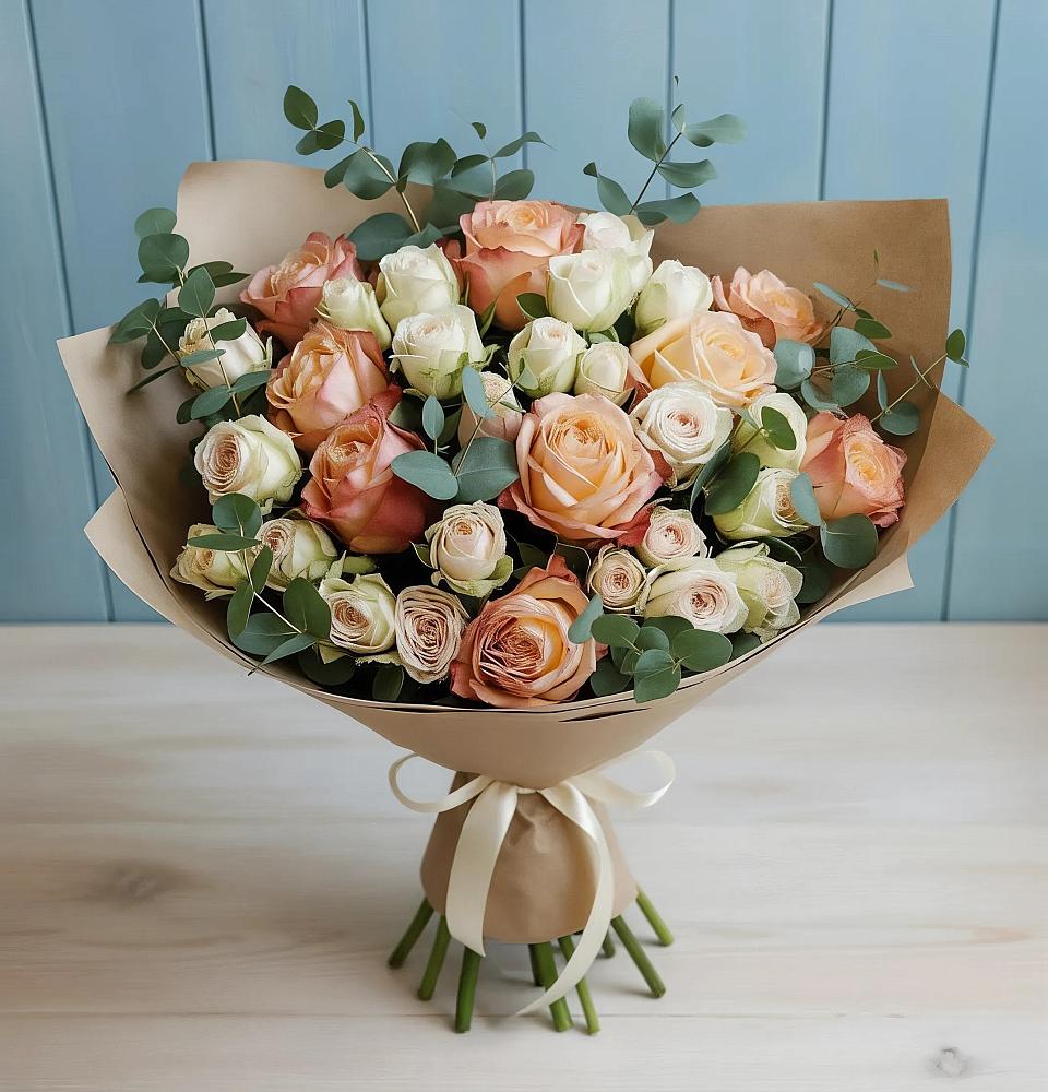 Букет цветов из: Альстромерии и Розы в Часцы