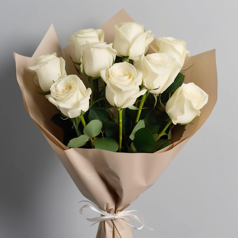 Букет 9 Белых роз Эдлесс Лав в Часцы