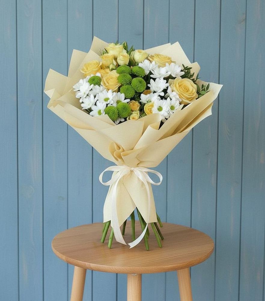 Букет цветов из: Хризантемы и Розы в Часцы