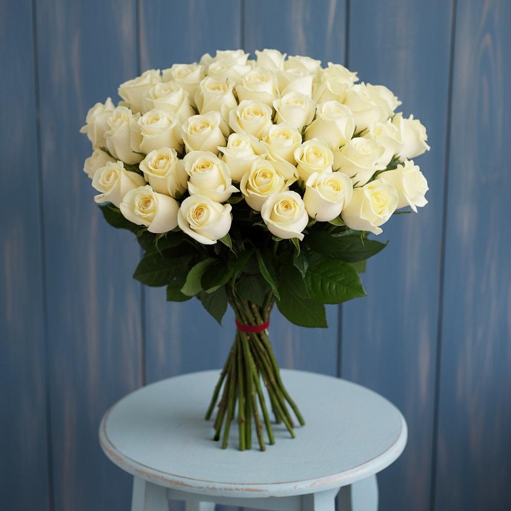Букет 51 Белая роза Эдлесс Лав в Часцы