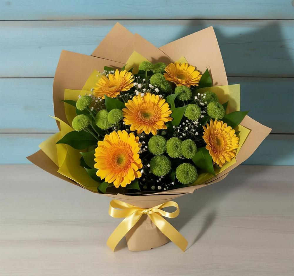 Букет цветов из: Герберы и Хризантемы в Часцы