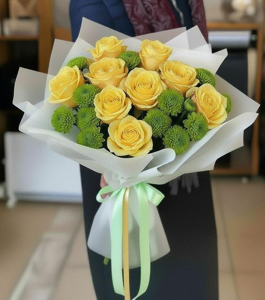 Букет цветов из: Хризантемы и Розы в Часцы