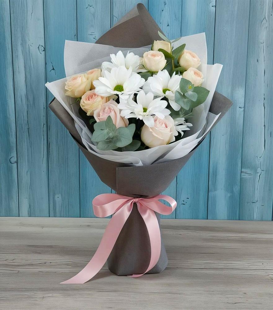 Букет цветов из: Хризантемы и Розы в Часцы