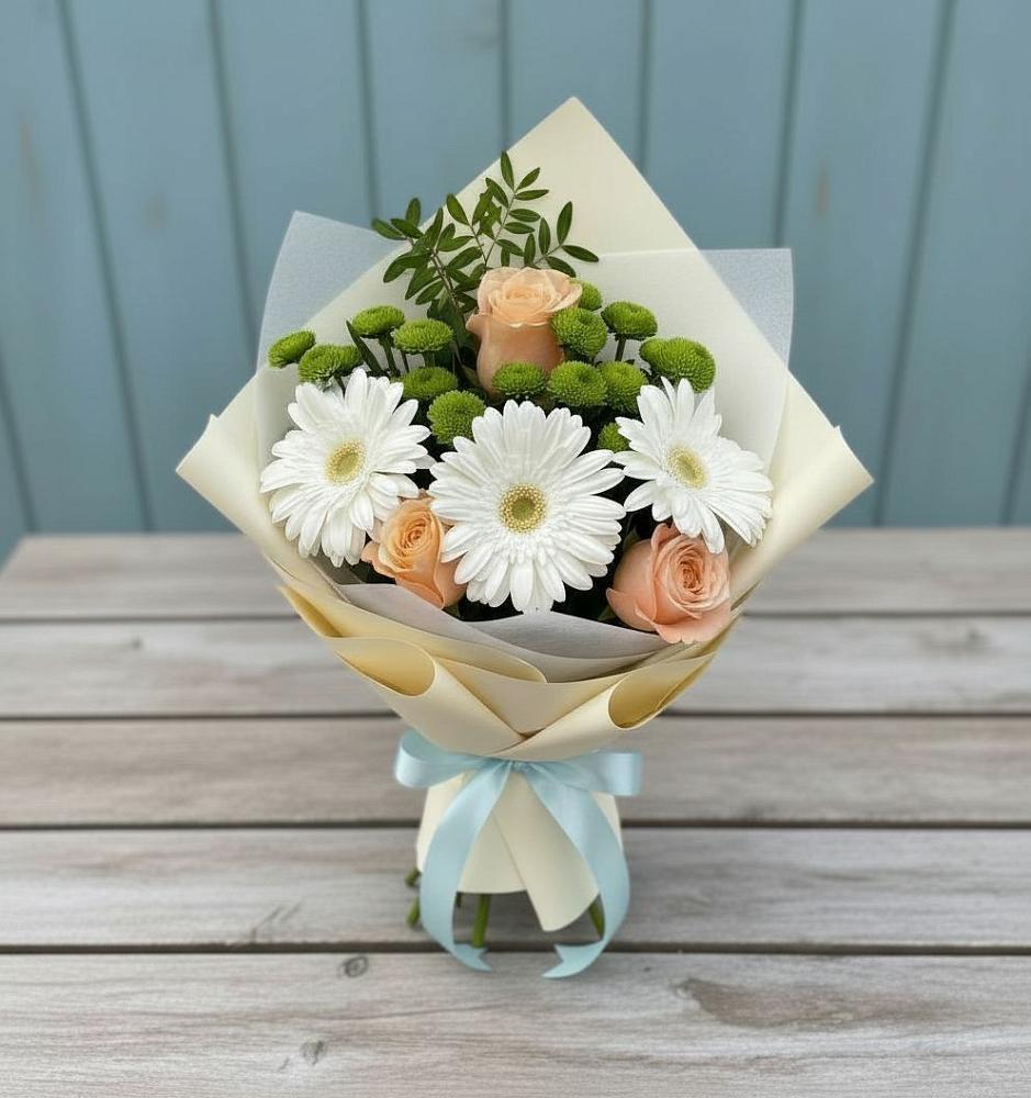 Букет цветов из: Герберы, Розы и Хризантемы в Часцы