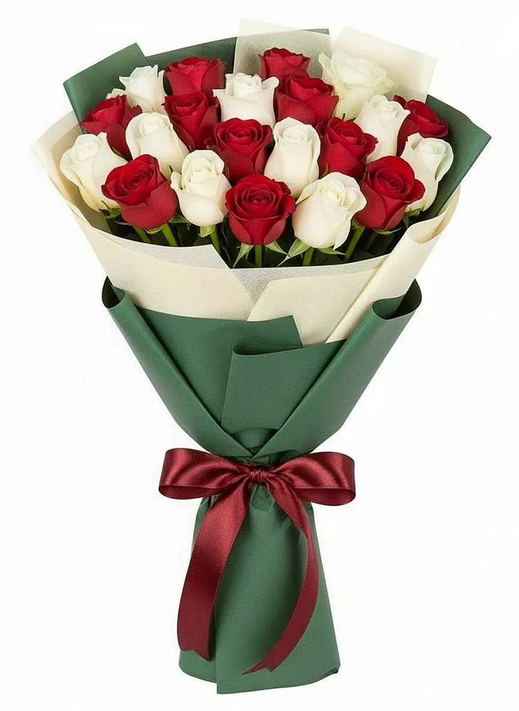 Букет Микс из красных и белых роз в Часцы