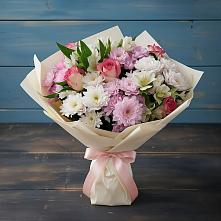 Букет цветов из:  Хризантемы, Альстромерии и Розы в Часцы