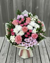 Букет цветов из:  Альстромерии, Гвоздики, Розы и Хризантемы в Часцы