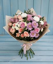 Букет цветов из:  Хризантемы, Розы и Альстромерии в Часцы