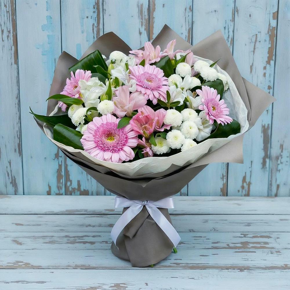 Букет цветов из: Герберы, Альстромерии и Хризантемы в Часцы