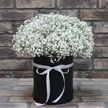 Цветочная композиция из Гипсофила в шляпной коробке в Часцы