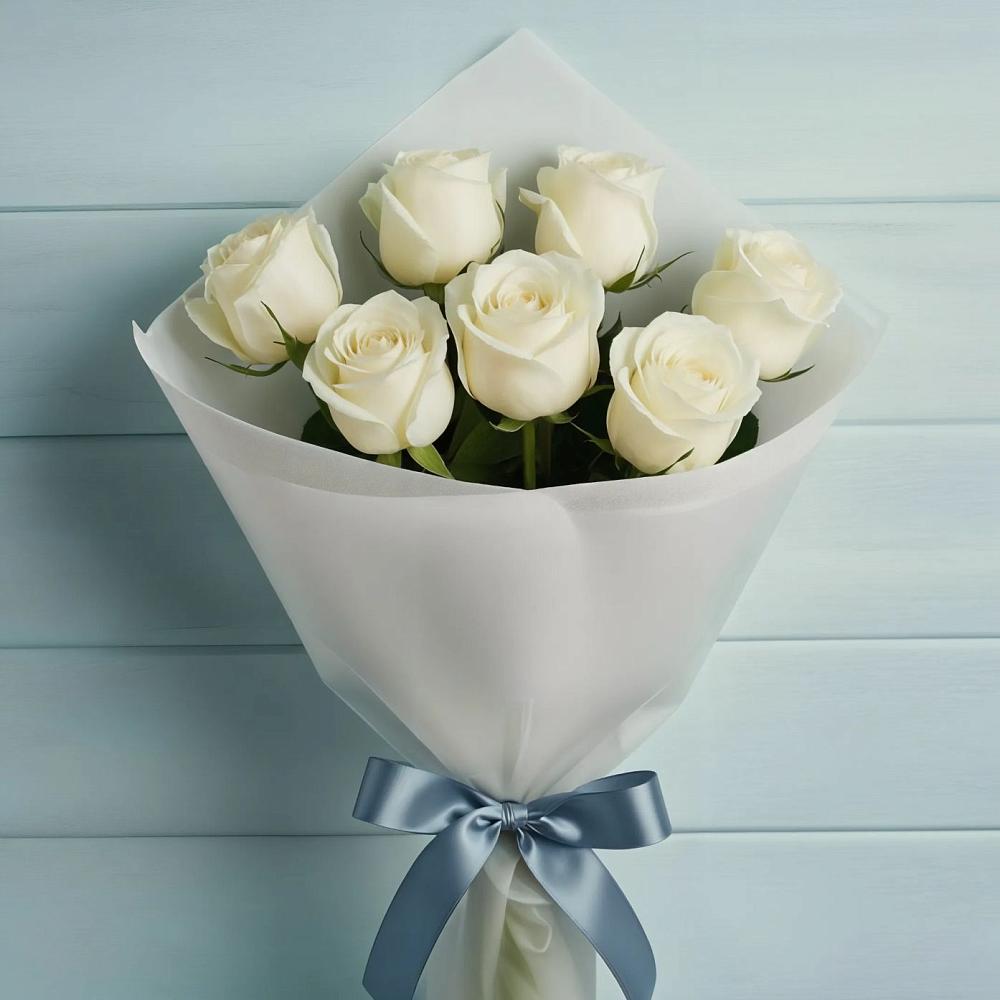 Букет 7 Белых роз Эдлесс Лав в Часцы